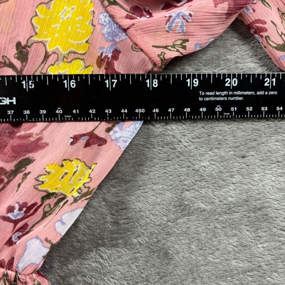 Wonderly Midi Dress Sheer Asymmetrical Hem Boho Flirty Pink Floral Medium H245 - Picture 6 of 10